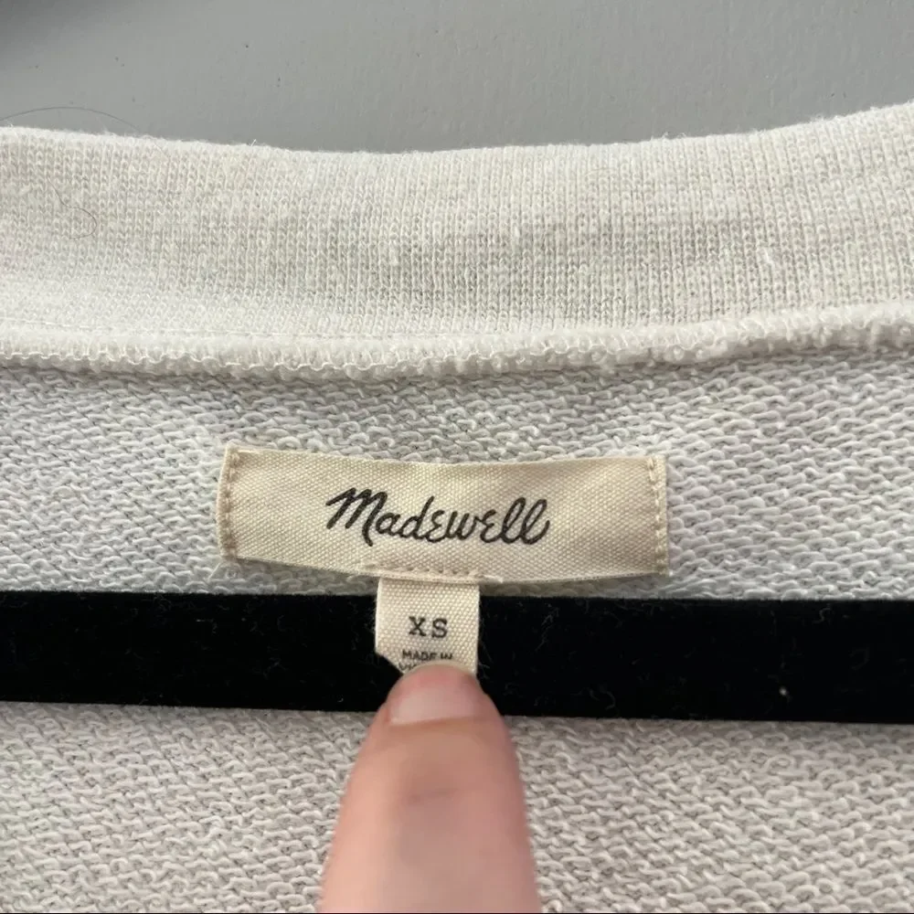 Madewell Women's Ivory Hemp-Cotton V-Neck Sweatshirt XS MD050